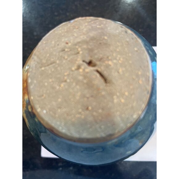 Vtg 1979's Handmade Blue & Brown Glazed Ceramic Honey Jar With Lid And Honey Dip - Picture 9 of 10